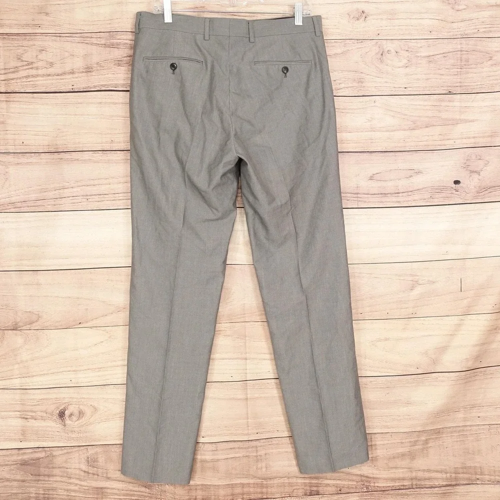 J Ferrar Dress Pants Mens 32x32 Gray Slim Fit Flat Front Business Formal